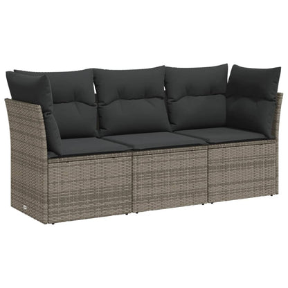 Set Divani Da Giardino 3 Pz Con Cuscini Grigio In Polyrattan