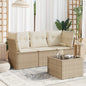 Set Divano Da Giardino 4 Pz Con Cuscini Beige In Polyrattan