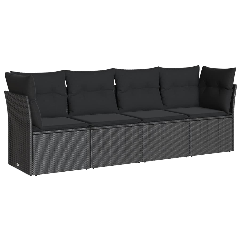 Set Divani Da Giardino 4 Pz Con Cuscini Nero In Polyrattan