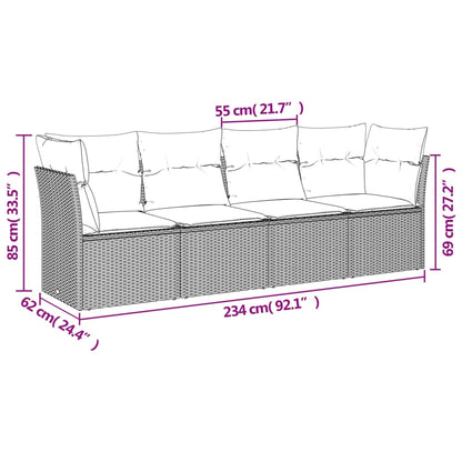 Set Divani Da Giardino 4 Pz Con Cuscini In Polyrattan Grigio