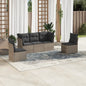 Set Divano Da Giardino 5 Pz Con Cuscini Grigio In Polyrattan