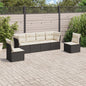 Set Divano Da Giardino 6 Pz Con Cuscini Nero In Polyrattan