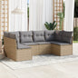 Set Divano Da Giardino 6 Pz Con Cuscini Beige In Polyrattan