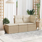 Set Divano Da Giardino 3 Pz Con Cuscini Beige In Polyrattan