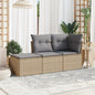 Set Divano Da Giardino 3 Pz Con Cuscini Beige In Polyrattan