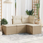 Set Divano Da Giardino 4 Pz Con Cuscini Beige In Polyrattan