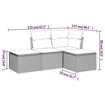 Set Divano Da Giardino 4 Pz Con Cuscini Beige In Polyrattan