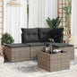 Set Divano Da Giardino 5 Pz Con Cuscini Grigio In Polyrattan