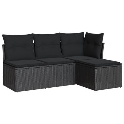 Set Divani Da Giardino 4 Pz Con Cuscini Nero In Polyrattan