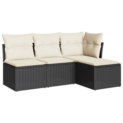 Set Divani Da Giardino 4 Pz Con Cuscini Nero In Polyrattan