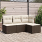 Set Divano Da Giardino 4 Pz Con Cuscini Marrone In Polyrattan