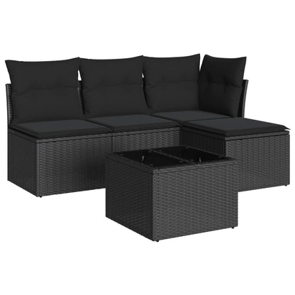 Set Divani Da Giardino 5 Pz Con Cuscini In Polyrattan Nero