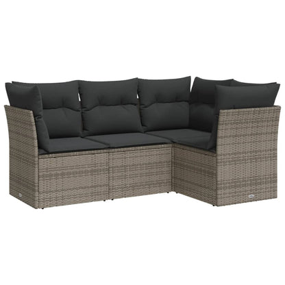 Set Divani Da Giardino 4 Pz Con Cuscini In Polyrattan Grigio