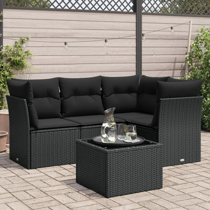 Set Divani Da Giardino 5 Pz Con Cuscini In Polyrattan Nero