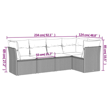 Set Divano Da Giardino 5 Pz Con Cuscini Beige In Polyrattan