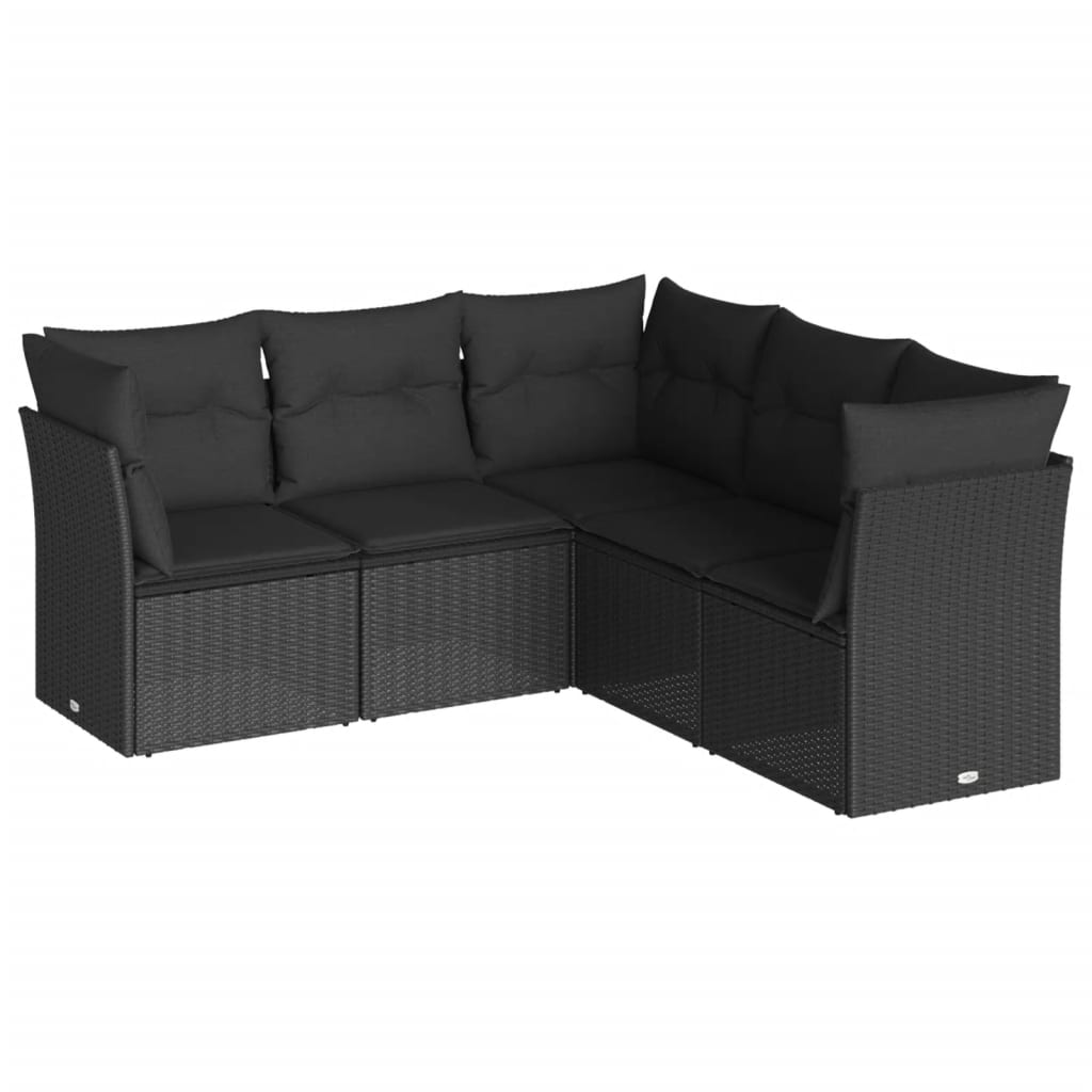 Set Divani Da Giardino 5 Pz Con Cuscini In Polyrattan Nero