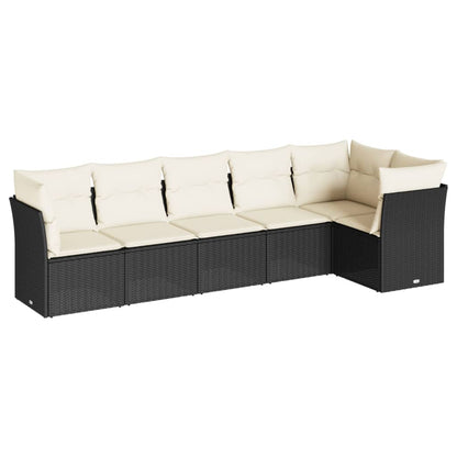 Set Divano Da Giardino 6 Pz Con Cuscini Nero In Polyrattan