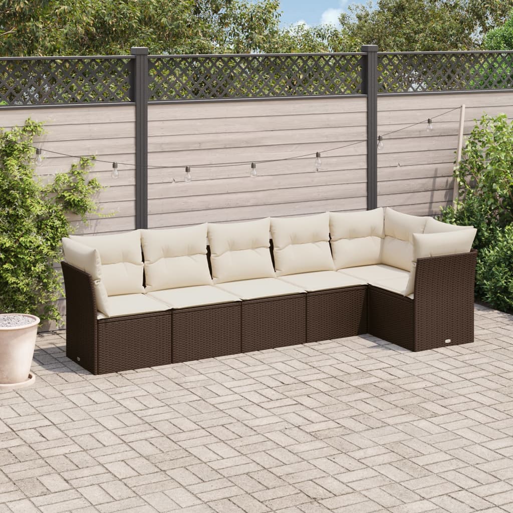 Set Divani Da Giardino 6 Pz Con Cuscini Marrone In Polyrattan