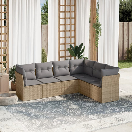 Set Divano Da Giardino 6 Pz Con Cuscini Beige In Polyrattan