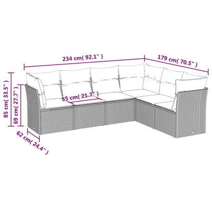 Set Divano Da Giardino 6 Pz Con Cuscini Grigio In Polyrattan