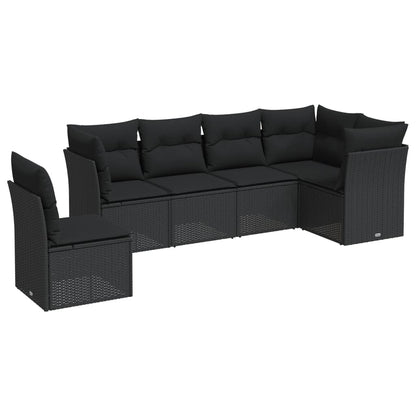 Set Divano Da Giardino 6 Pz Con Cuscini Nero In Polyrattan