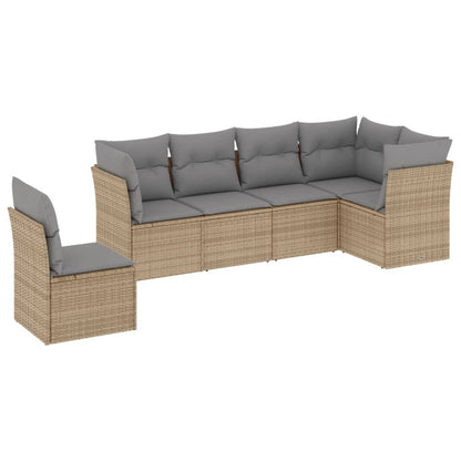 Set Divano Da Giardino 6 Pz Con Cuscini Beige In Polyrattan