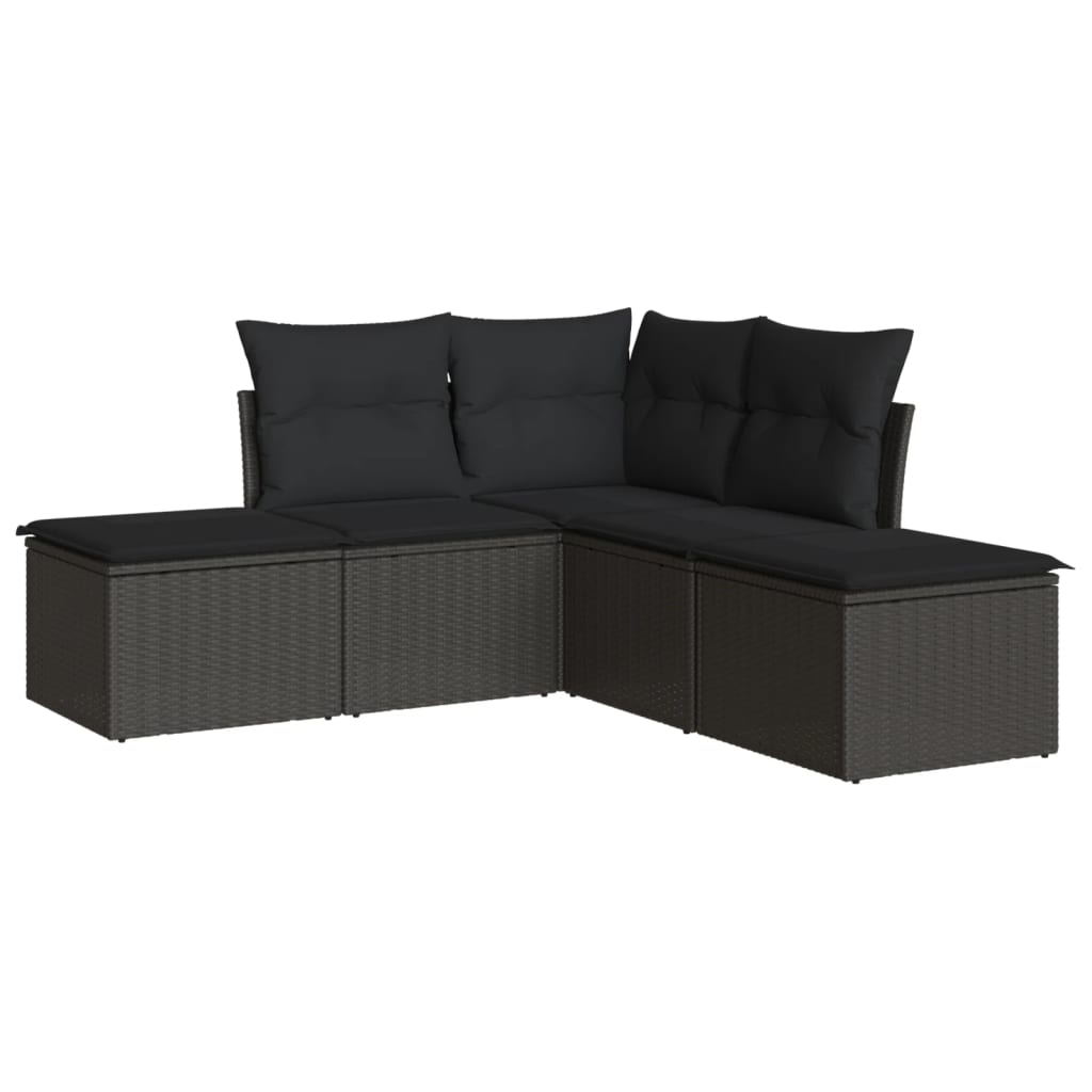 Set Divani Da Giardino 5 Pz Con Cuscini In Polyrattan Nero