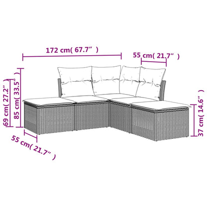 Set Divani Da Giardino 5 Pz Con Cuscini In Polyrattan Nero