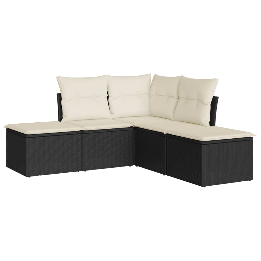 Set Divani Da Giardino 5 Pz Con Cuscini In Polyrattan Nero