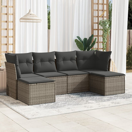 Set Divano Da Giardino 6 Pz Con Cuscini Grigio In Polyrattan