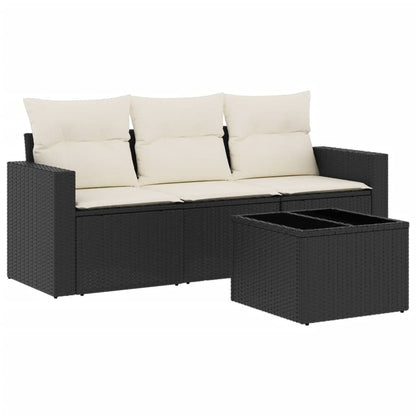 Set Divani Da Giardino 4 Pz Con Cuscini Nero In Polyrattan