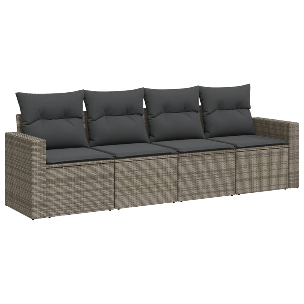 Set Divani Da Giardino 4 Pz Con Cuscini In Polyrattan Grigio