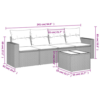 Set Divani Da Giardino 5 Pz Con Cuscini In Polyrattan Nero