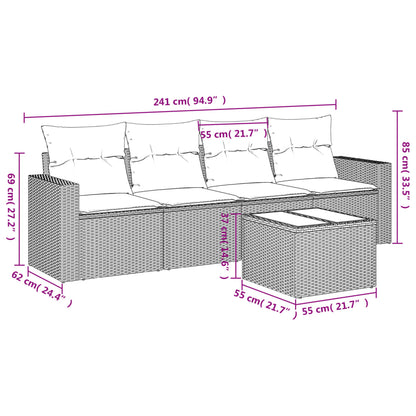 Set Divano Da Giardino 5 Pz Con Cuscini Beige In Polyrattan