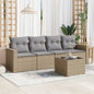 Set Divano Da Giardino 5 Pz Con Cuscini Beige In Polyrattan