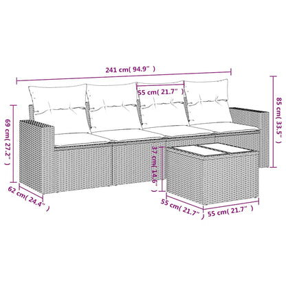 Set Divano Da Giardino 5pz Con Cuscini Grigio Chiaro Polyrattan