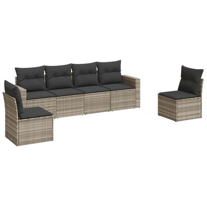 Set Divano Da Giardino 6pz Con Cuscini Grigio Chiaro Polyrattan