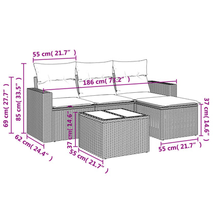 Set Divano Da Giardino 5 Pz Con Cuscini Grigio In Polyrattan