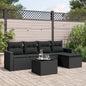 Set Divano Da Giardino 6 Pz Con Cuscini Nero In Polyrattan