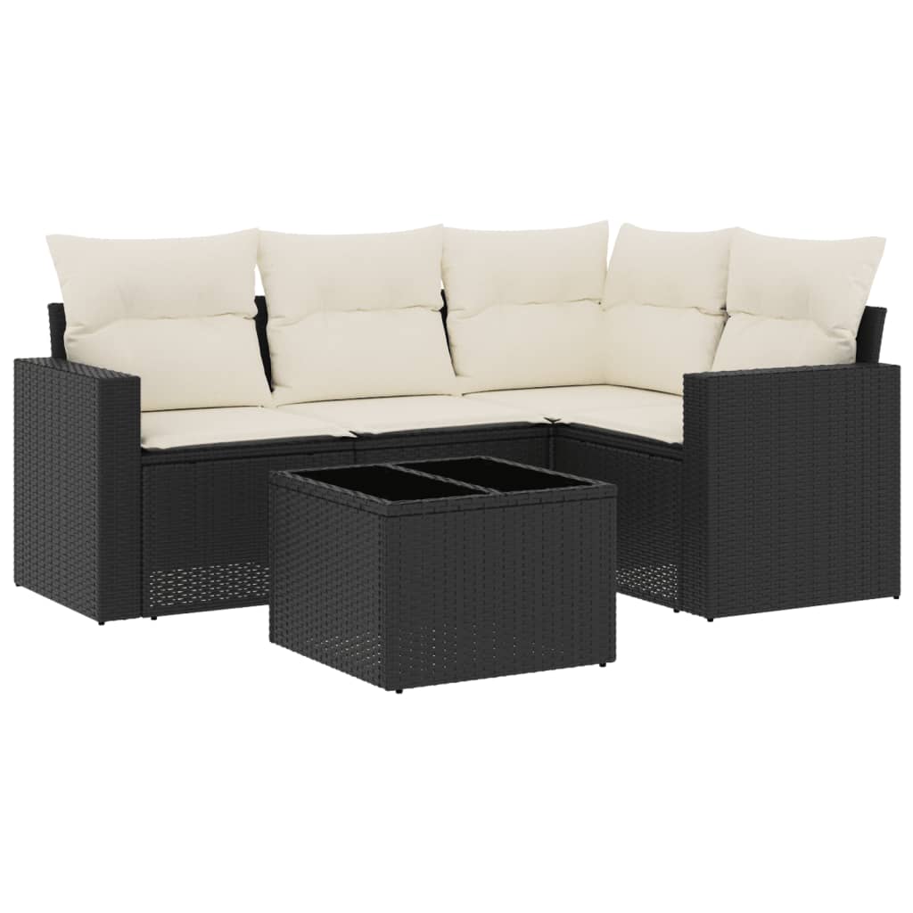 Set Divani Da Giardino 5 Pz Con Cuscini In Polyrattan Nero