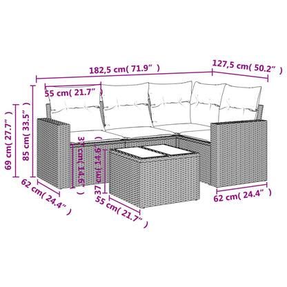 Set Divano Da Giardino 5 Pz Con Cuscini Beige In Polyrattan