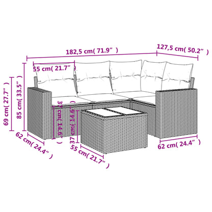 Set Divano Da Giardino 5pz Con Cuscini Grigio Chiaro Polyrattan