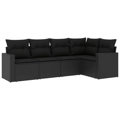 Set Divani Da Giardino 5 Pz Con Cuscini In Polyrattan Nero