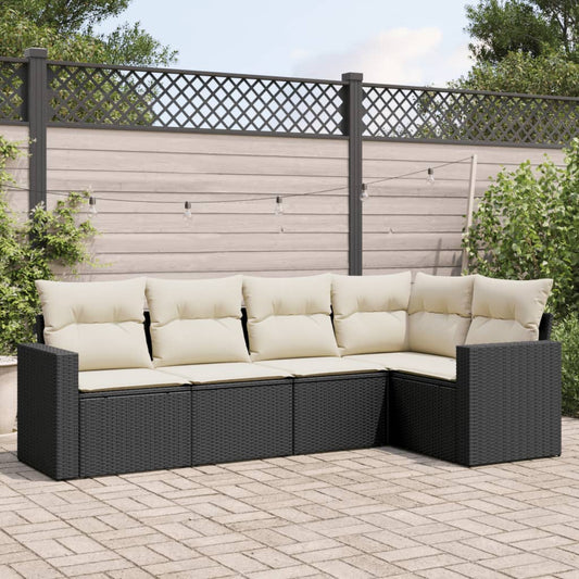 Set Divani Da Giardino 5 Pz Con Cuscini In Polyrattan Nero