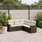 Set Divano Da Giardino 5 Pz Con Cuscini Marrone In Polyrattan