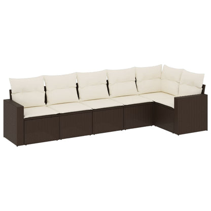 Set Divani Da Giardino 6 Pz Con Cuscini Marrone In Polyrattan