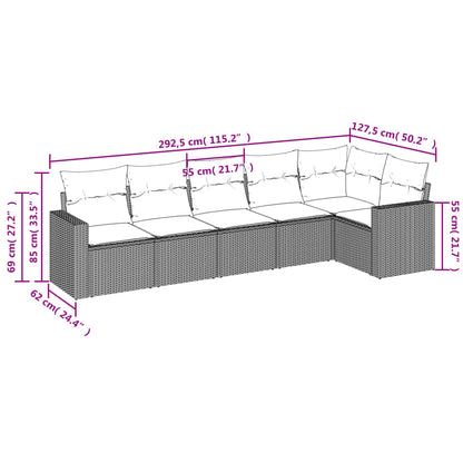 Set Divani Da Giardino 6 Pz Con Cuscini Marrone In Polyrattan