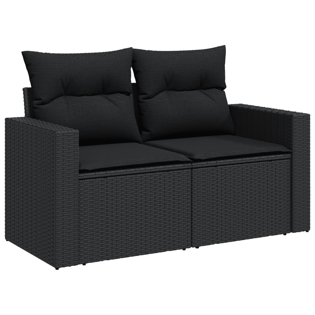 Set Divano Da Giardino 6 Pz Con Cuscini Nero In Polyrattan