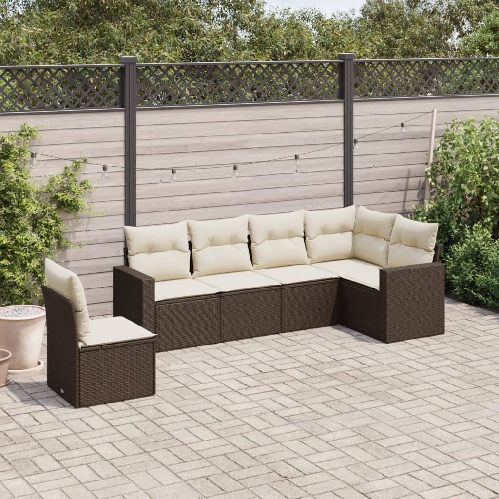 Set Divani Da Giardino 6 Pz Con Cuscini Marrone In Polyrattan