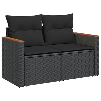 Set Divani Da Giardino 3 Pz Con Cuscini In Polyrattan Nero